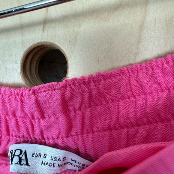 Zara Women’s Blogger Favorite High Waist Pink Wide Leg Trousers Size Small - Picture 6 of 8